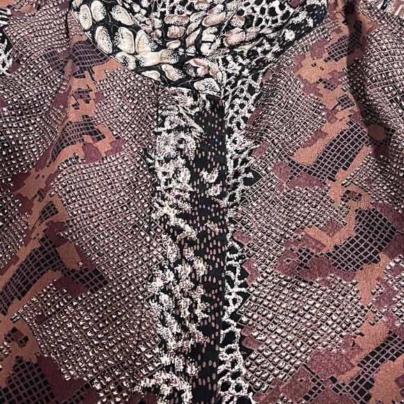 Bob Mackie Blouse Animal Snake Print 100% Silk Sophisticated Career Exotic SZ 8 - Picture 5 of 11